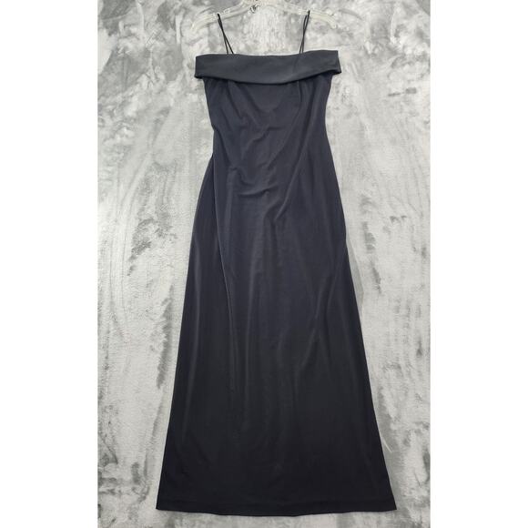 Vintage 80s Alex Evenings Spaghetti Strap Fold Over Formal Dress Size 6P Black - Picture 1 of 8